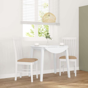 vidaXL Eetkamerstoelen met kussens 2 st massief hout rubber wit