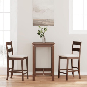 vidaXL Barkrukken met kussens 2 st massief hout rubber bruin