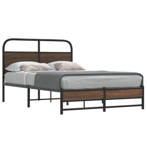 vidaXL Bedframe zonder matras bewerkt hout bruin eikenkleur 135x190 cm