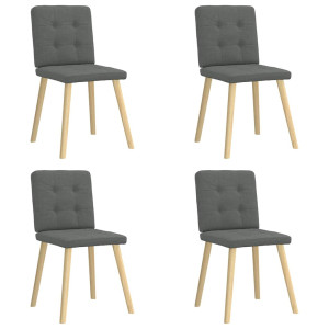 vidaXL Eetkamerstoelen 4 st stof donkergrijs