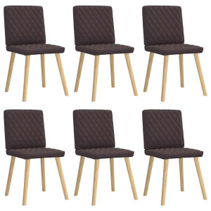 vidaXL Eetkamerstoelen 6 st stof donkerbruin