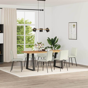 vidaXL Eetkamerstoelen 6 st fluweel crèmekleurig