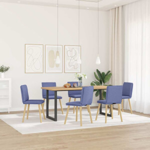 vidaXL Eetkamerstoelen 6 st stof jeansblauw