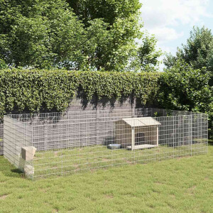 vidaXL Dierenverblijf 24 panelen 54x100 cm gegalvaniseerd ijzer
