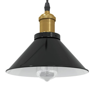 vidaXL Hanglamp in hoogte verstelbaar E27 Ø22 cm metaal glanzend zwart