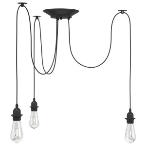 vidaXL Hanglamp met 3 lamphouders E27 metaal zwart