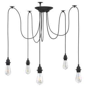 vidaXL Hanglamp met 5 lamphouders E27 metaal zwart