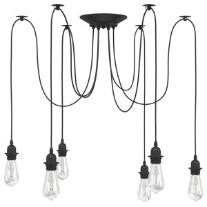 vidaXL Hanglamp met 6 lamphouders E27 metaal zwart