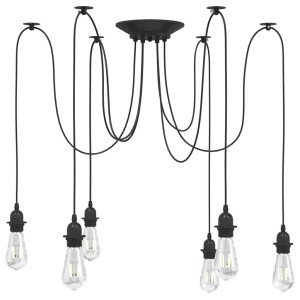 vidaXL Hanglamp met 6 lamphouders E27 metaal zwart