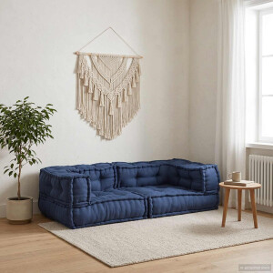 vidaXL Modulair Sofabet 3 st Stof Indigo 140 x 70 x 36 cm