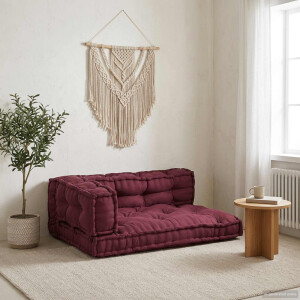 vidaXL Pallet Sofa Kussen 3 pcs Bordeaux 120 x 80 x 38 cm Stof