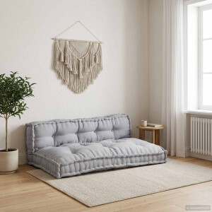 vidaXL Pallet Sofa Kussen 2 pcs Grijs 120 x 80 x 38 cm Stof