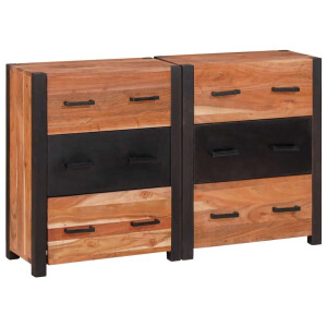 vidaXL Dressoir 3 pcs Bruin 110 x 30 x 75 cm Massief acaciahout