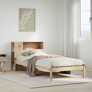 vidaXL Bed met boekenkast zonder matras massief grenenhout 75x190 cm