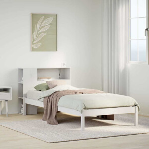 vidaXL Bed met boekenkast zonder matras grenenhout wit 75x190 cm