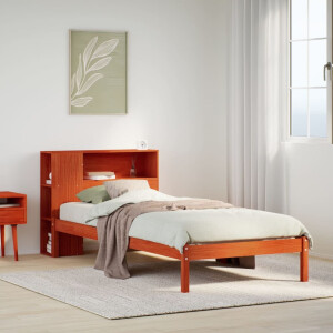 vidaXL Bed met boekenkast zonder matras grenenhout wasbruin 100x200 cm