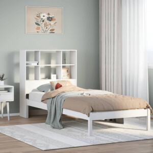 vidaXL Bed met boekenkast zonder matras grenenhout wit 90x200 cm
