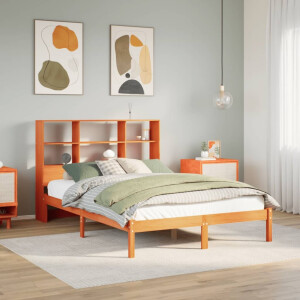 vidaXL Bed met boekenkast zonder matras grenenhout wasbruin 140x190 cm