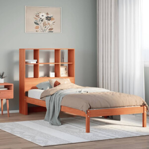 vidaXL Bed met boekenkast zonder matras grenenhout wasbruin 100x200 cm