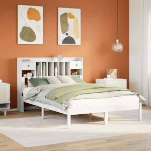 vidaXL Bed met boekenkast zonder matras grenenhout wit 150x200 cm