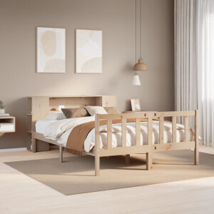 vidaXL Bed met boekenkast zonder matras massief grenenhout 135x190 cm