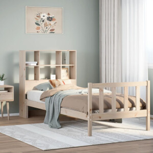 vidaXL Bed met boekenkast zonder matras massief grenenhout 90x200 cm