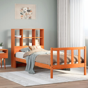 vidaXL Bed met boekenkast zonder matras grenenhout wasbruin 100x200 cm