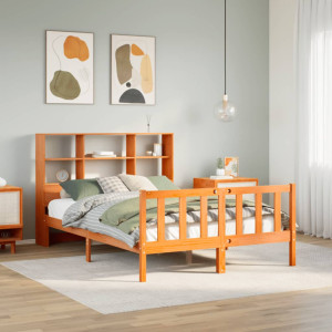vidaXL Bed met boekenkast zonder matras grenenhout wasbruin 160x200 cm