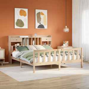 vidaXL Bed met boekenkast zonder matras massief grenenhout 180x200 cm