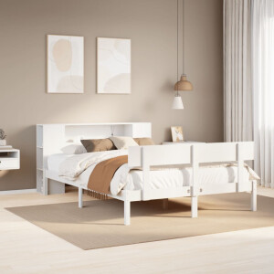 vidaXL Bed met boekenkast zonder matras grenenhout wit 120x190 cm