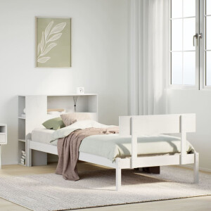 vidaXL Bed met boekenkast zonder matras grenenhout wit 75x190 cm