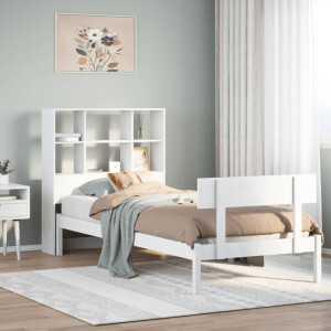 vidaXL Bed met boekenkast zonder matras grenenhout wit 90x190 cm