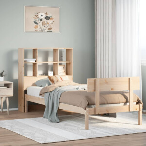 vidaXL Bed met boekenkast zonder matras massief grenenhout 90x200 cm