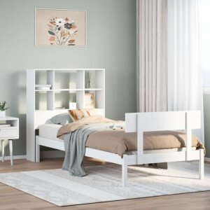 vidaXL Bed met boekenkast zonder matras grenenhout wit 90x200 cm