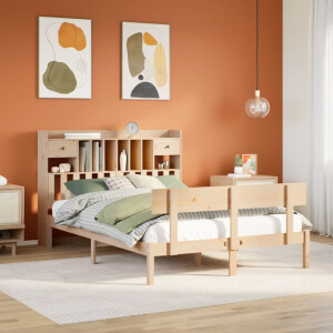 vidaXL Bed met boekenkast zonder matras massief grenenhout 150x200 cm