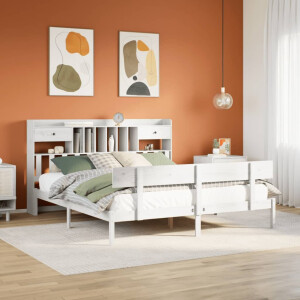 vidaXL Bed met boekenkast zonder matras grenenhout wit 180x200 cm