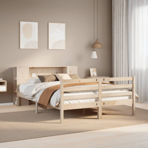 vidaXL Bed met boekenkast zonder matras massief grenenhout 135x190 cm