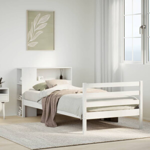 vidaXL Bed met boekenkast zonder matras grenenhout wit 75x190 cm