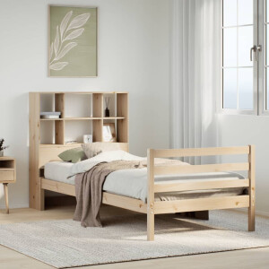 vidaXL Bed met boekenkast zonder matras massief grenenhout 90x200 cm