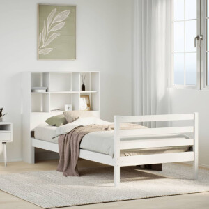 vidaXL Bed met boekenkast zonder matras grenenhout wit 90x200 cm