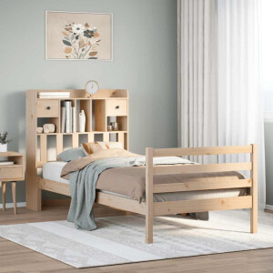 vidaXL Bed met boekenkast zonder matras massief grenenhout 90x190 cm