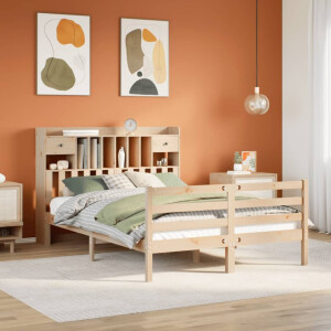 vidaXL Bed met boekenkast zonder matras massief grenenhout 140x200 cm
