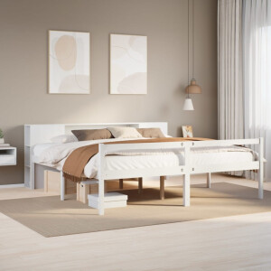 vidaXL Bed met boekenkast zonder matras grenenhout wit 200x200 cm