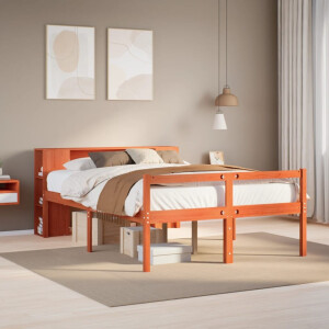 vidaXL Bed met boekenkast zonder matras hout wasbruin 140x190 cm