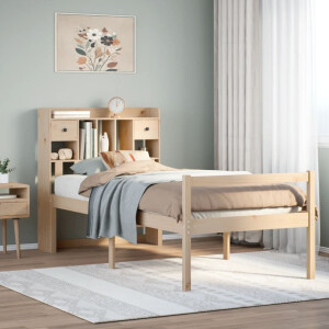vidaXL Bed met boekenkast zonder matras massief grenenhout 90x190 cm