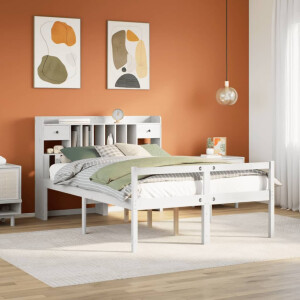vidaXL Bed met boekenkast zonder matras grenenhout wit 150x200 cm