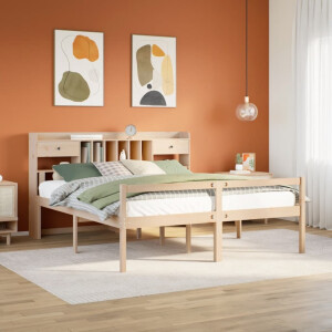 vidaXL Bed met boekenkast zonder matras massief grenenhout 180x200 cm
