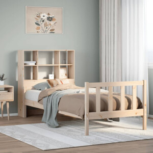 vidaXL Bed met boekenkast zonder matras massief grenenhout 90x190 cm