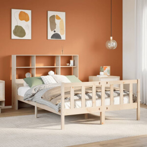 vidaXL Bed met boekenkast zonder matras massief grenenhout 160x200 cm