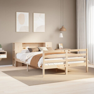 vidaXL Bed met boekenkast zonder matras massief grenenhout 135x190 cm